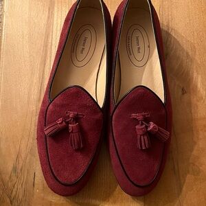 Red Loafer Flats with Tassel Detail